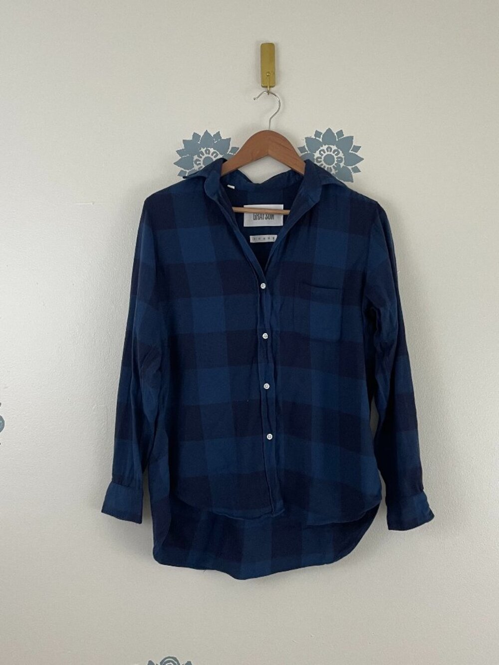 Grayson Hero Plaid Flannel Button Down Shirt in Blue Size 01 (XS)
